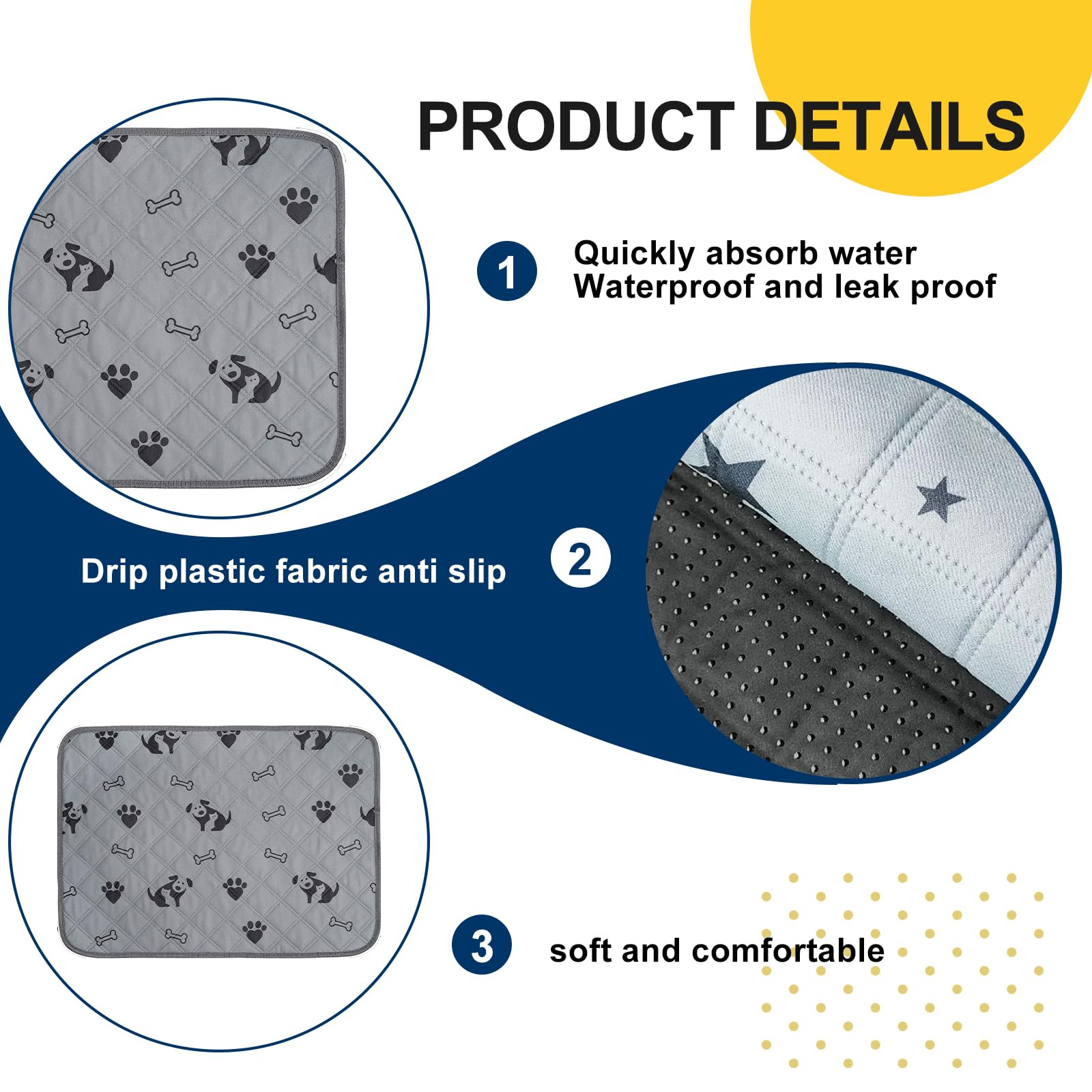 Lot de 2 tapis lavables PIPI pour lapin de 120 x 60 cm : tapis réutilisables PIPI avec antidérapant pour cage, voiture et canapé, tapis lavable pour petits animaux pour hamsters, lapins