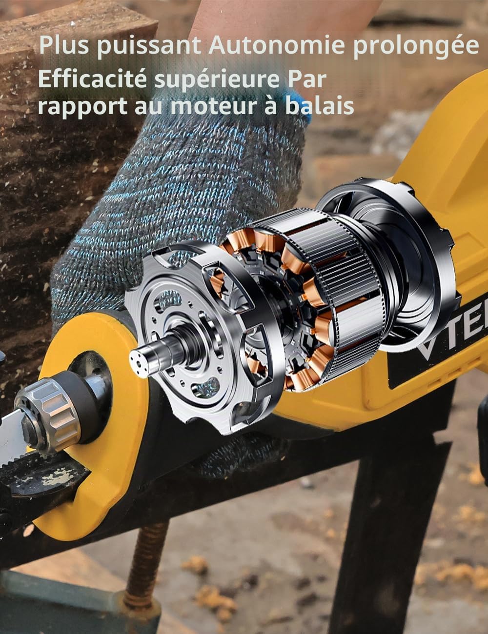 Scie sabre sans fil VTEK 20V, 3 vitesses variables, 0-3000 tr/min, Scie alternativeavec 2 batteries,pour la découpe du bois, du métal et du plastique.