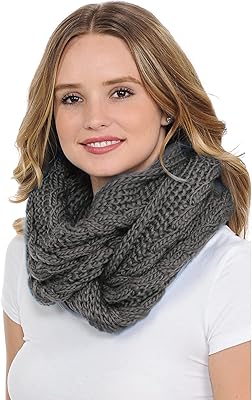 BASICO Women Charcoal Grey Infinity Scarf Chunky Knitted Neck Warmer | Winter Crocket Knit Scarf for Women