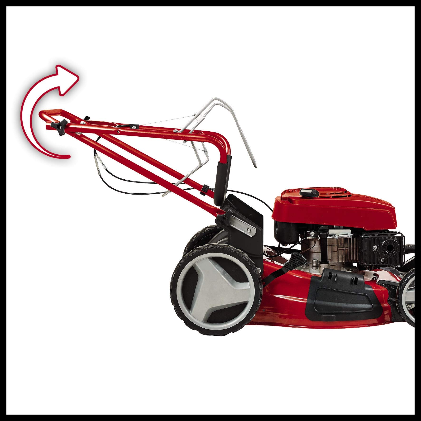 Einhell Cortacésped de Gasolina GC-PM 51/3 S HW (2,7 kW, accionamiento de Rueda Trasera desconectable, regulación de Altura de Corte Central de 6 Niveles, Bolsa colectora de Hierba de 70 L)