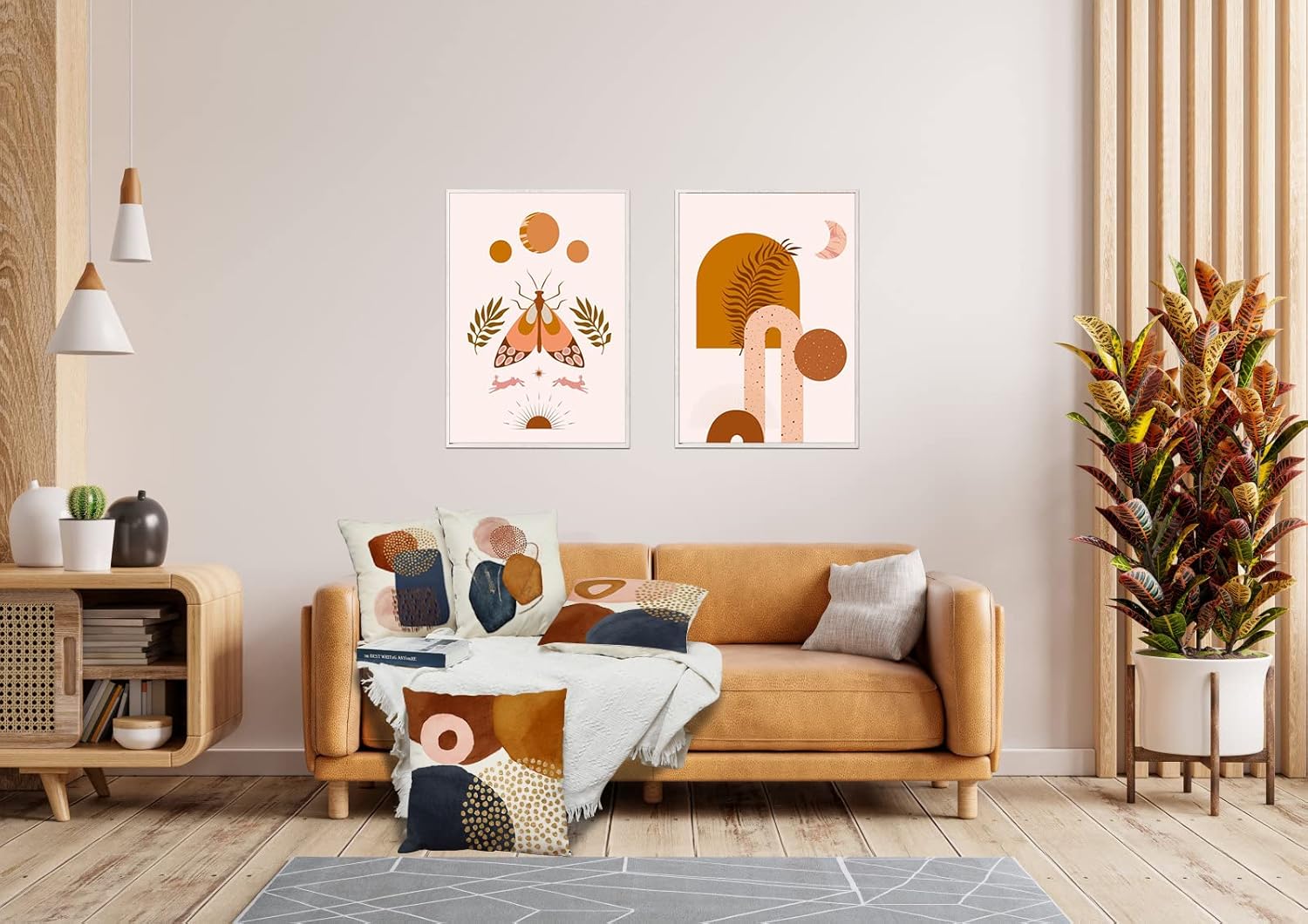 Jartinle Burnt Orange Abstract Throw Pillow Covers 20x20 Set of 4 Mid Century Modern Pillow Covers Geometric Minimalist Decor for Couch Home Decor