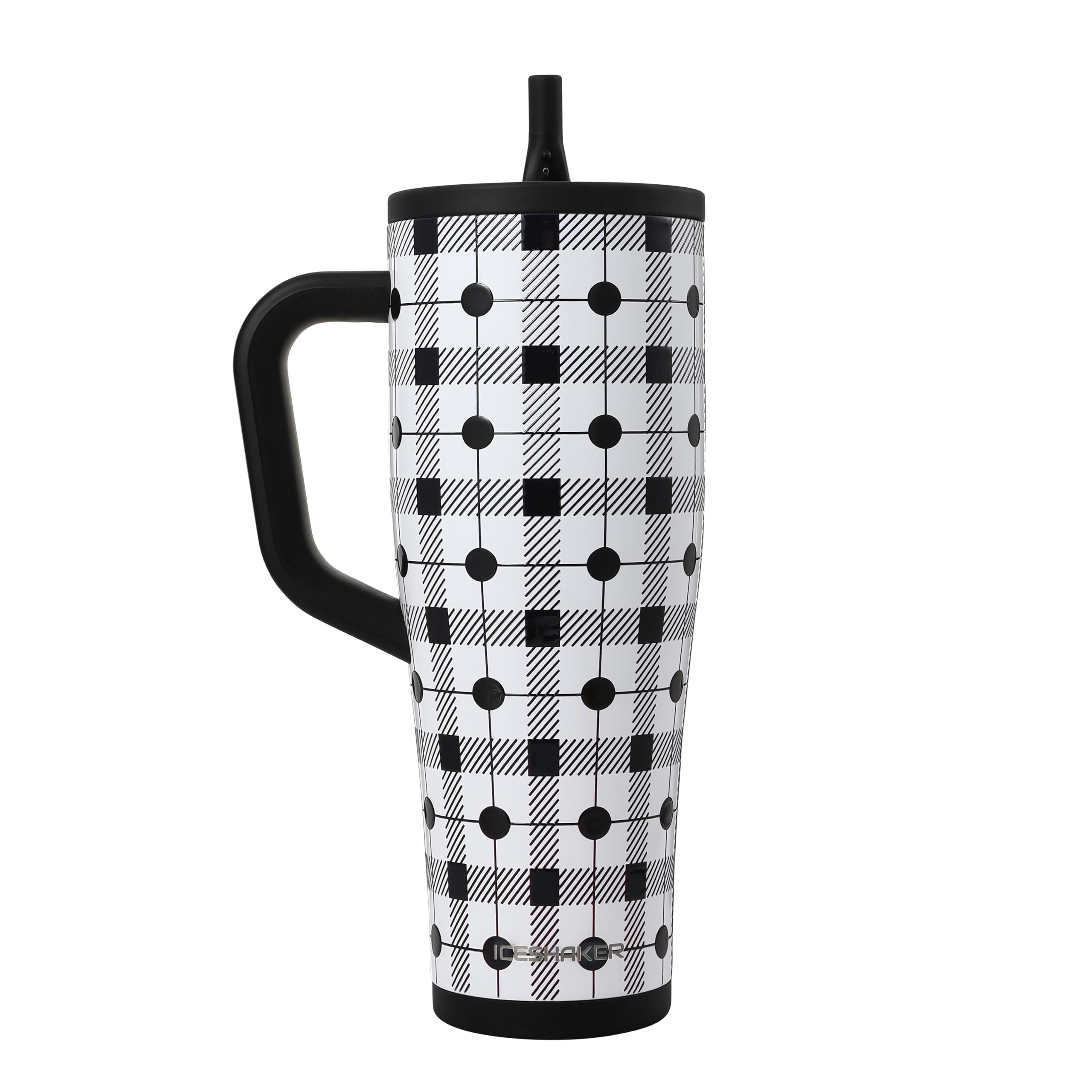 Ice Shaker 40 oz Tumbler with Handle and Straw | 40oz Check Me | Cold for 30+ Hours | 2-in-1 Tumbler Shaker Bottle | Odor-Free 40 ounce Bottle for Water, Protein Shakes, Smoothies, Cocktails