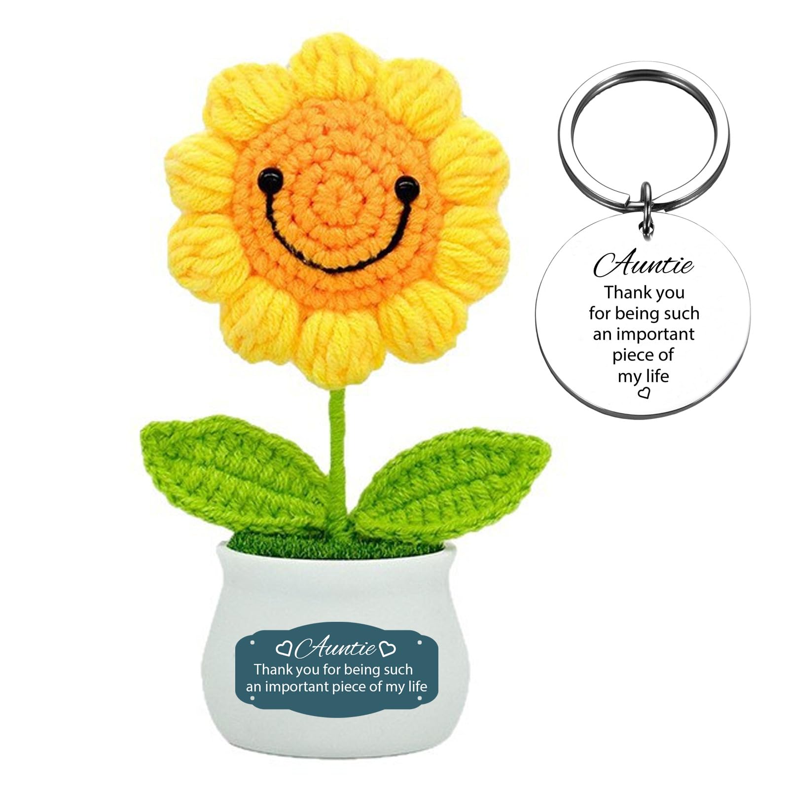 JOUWUI Gifts For Nanny Sister Auntie Grandma Mun Daughter Niece Bestie Friend Colleagues Teacher Coworkers,Sunflower Present with Keyring For Birthday Christmas Mother's Day Thank You Gift (Auntie)