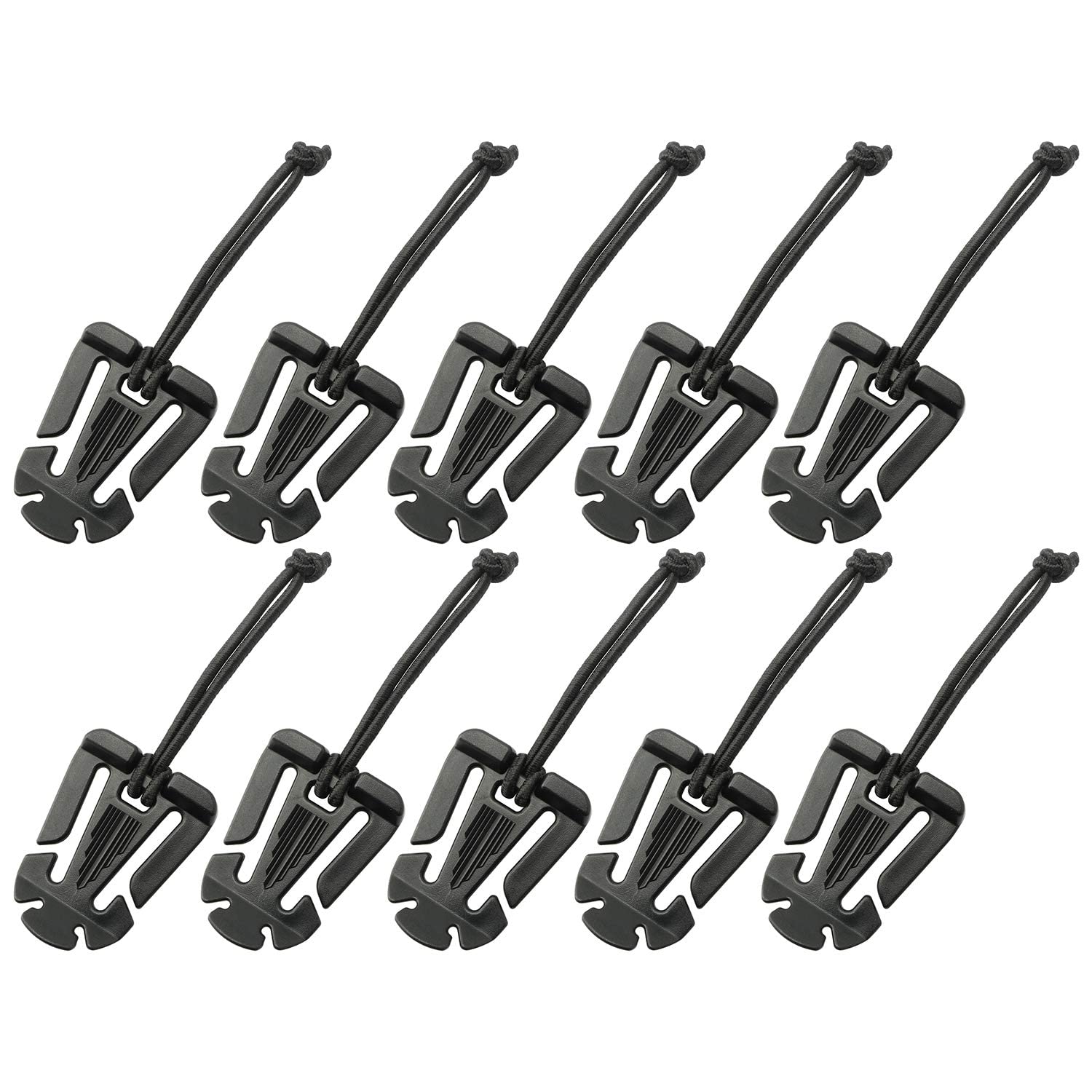 TAODAN 10PCS Tactical Gear Clip Molle Web Dominator with Elastic Strings,Outdoor Sports Portable Supplies Attaching Clamp Backpack Buckle Strap Management Tool