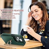 Vista 6 de Folosu Funda compatible con iPhone 14 Pro con soporte para tarjetas, rotación de 360°, soporte de anillo de dedo con función atril, bloqueo RFID