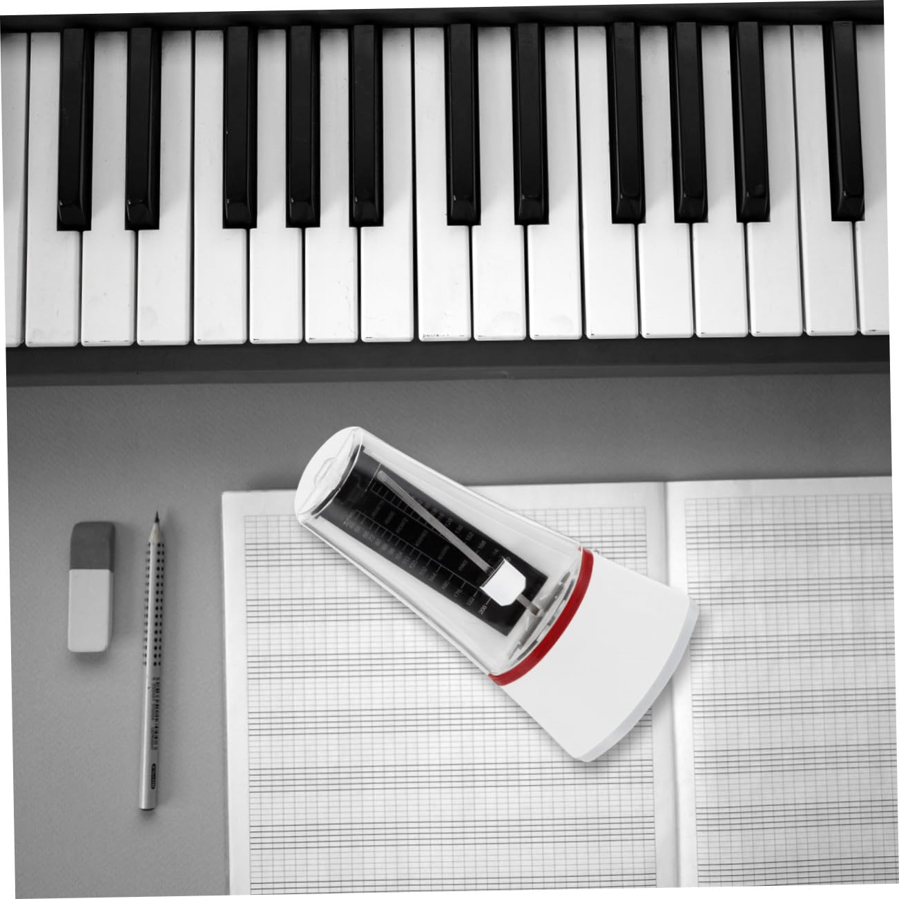 Mechanisches Metronom Präzise Rhythmusentwicklung Weißes aus ABS und Metall und Steigerung des musikalischen Bewusstseins für Gitarre und Musikinstrumente für Anfänger