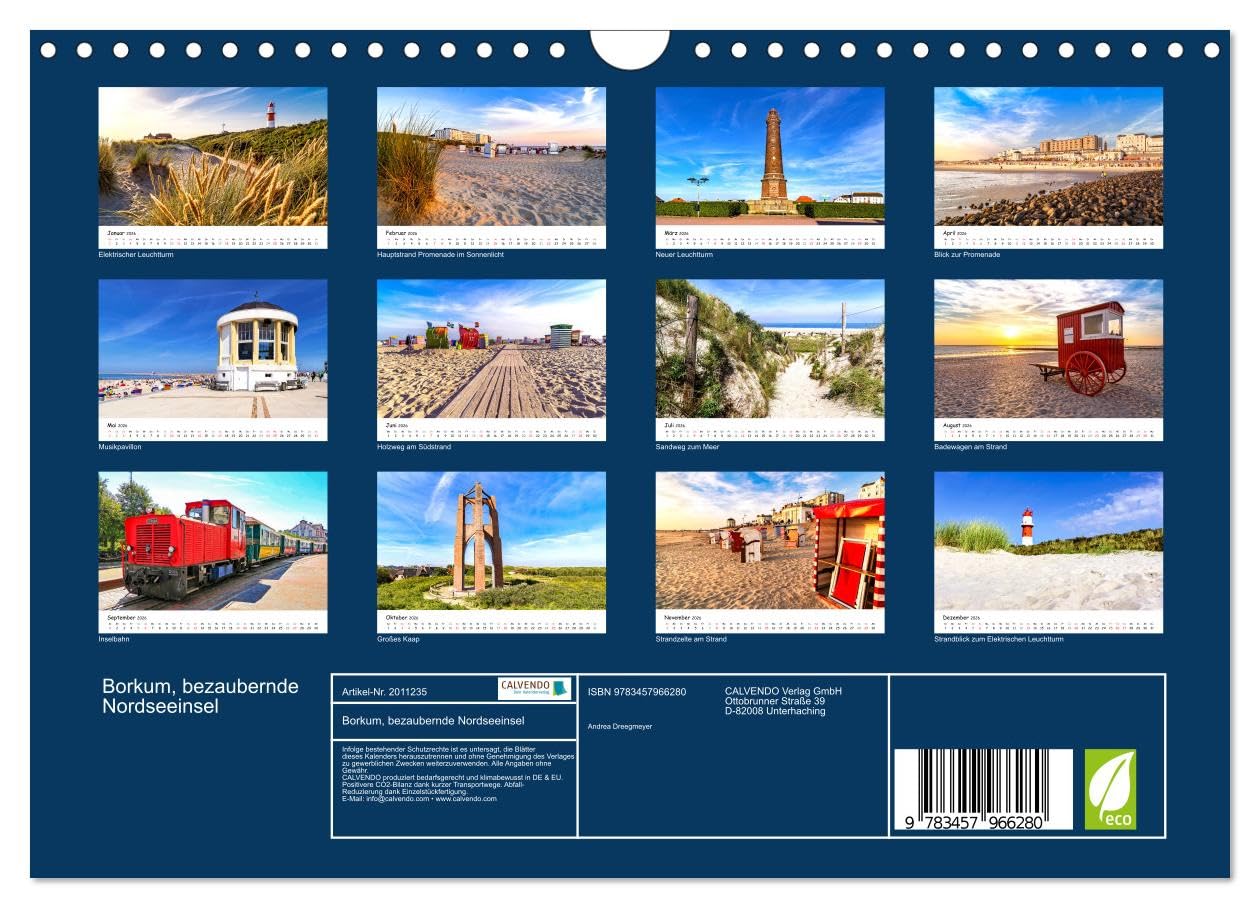 Borkum, bezaubernde Nordseeinsel (Wandkalender 2026 DIN A4 quer), CALVENDO Monatskalender: Berauschende Augenblicke der Nordseeinsel (CALVENDO Orte)