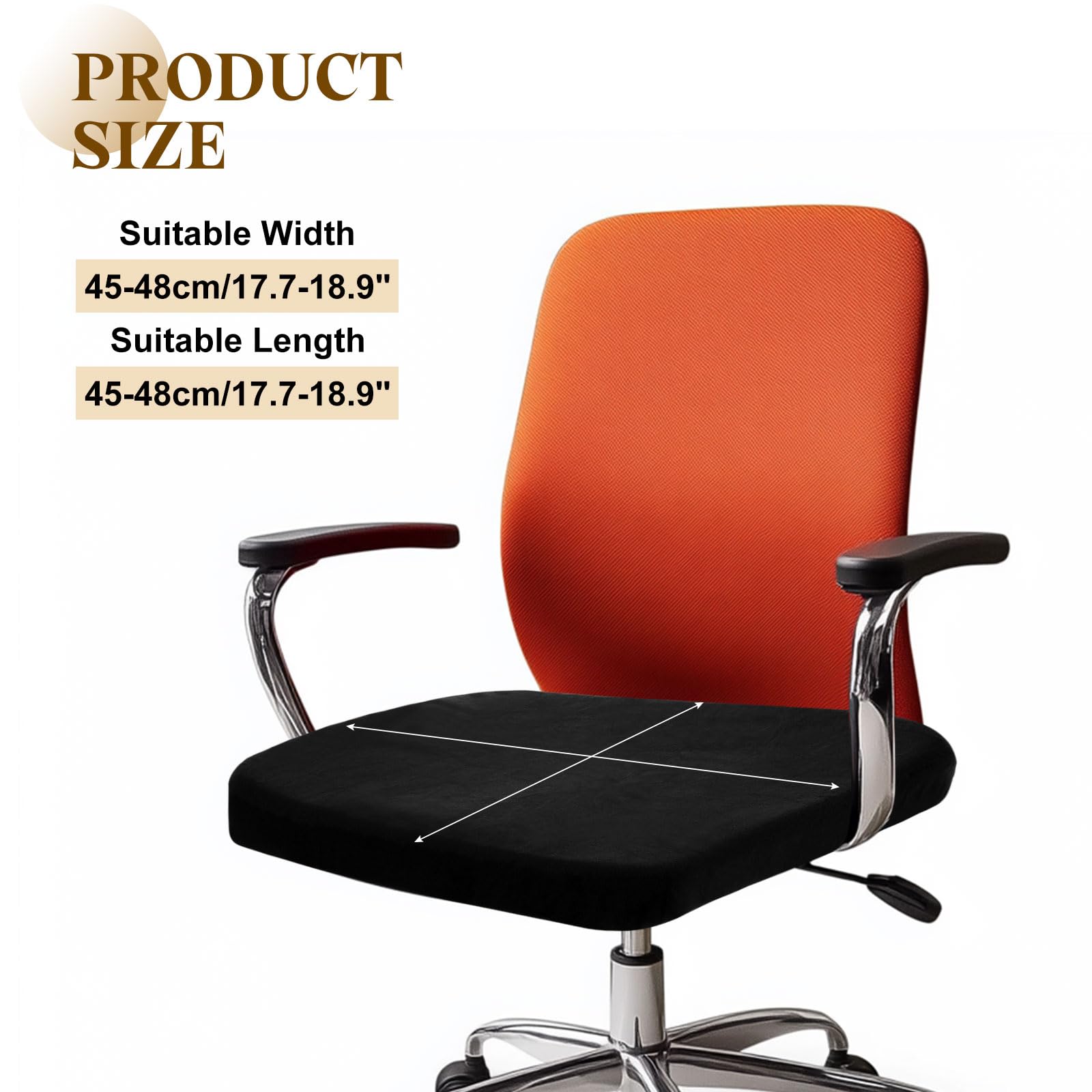 QUARKZMAN Rivestimento Per Sedia Da Ufficio Rivestimento Elasticizzato Morbido E Lavabile Per Sedia Girevole Protezione Per Sedile Da Scrivania Computer Casa O Ufficio L(45-48cm) Nero