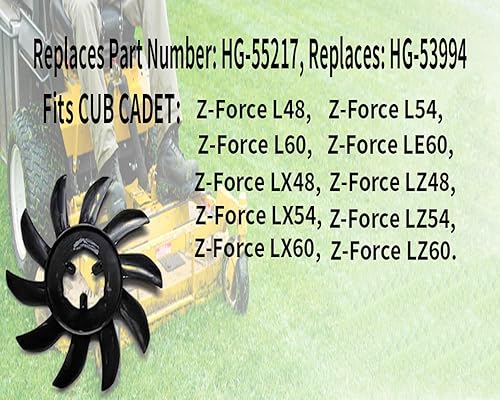 Miniatura 5 de 55217 Ventilador de cortacésped Ventilador de transmisión de 10 aspas Sustituye a 53994