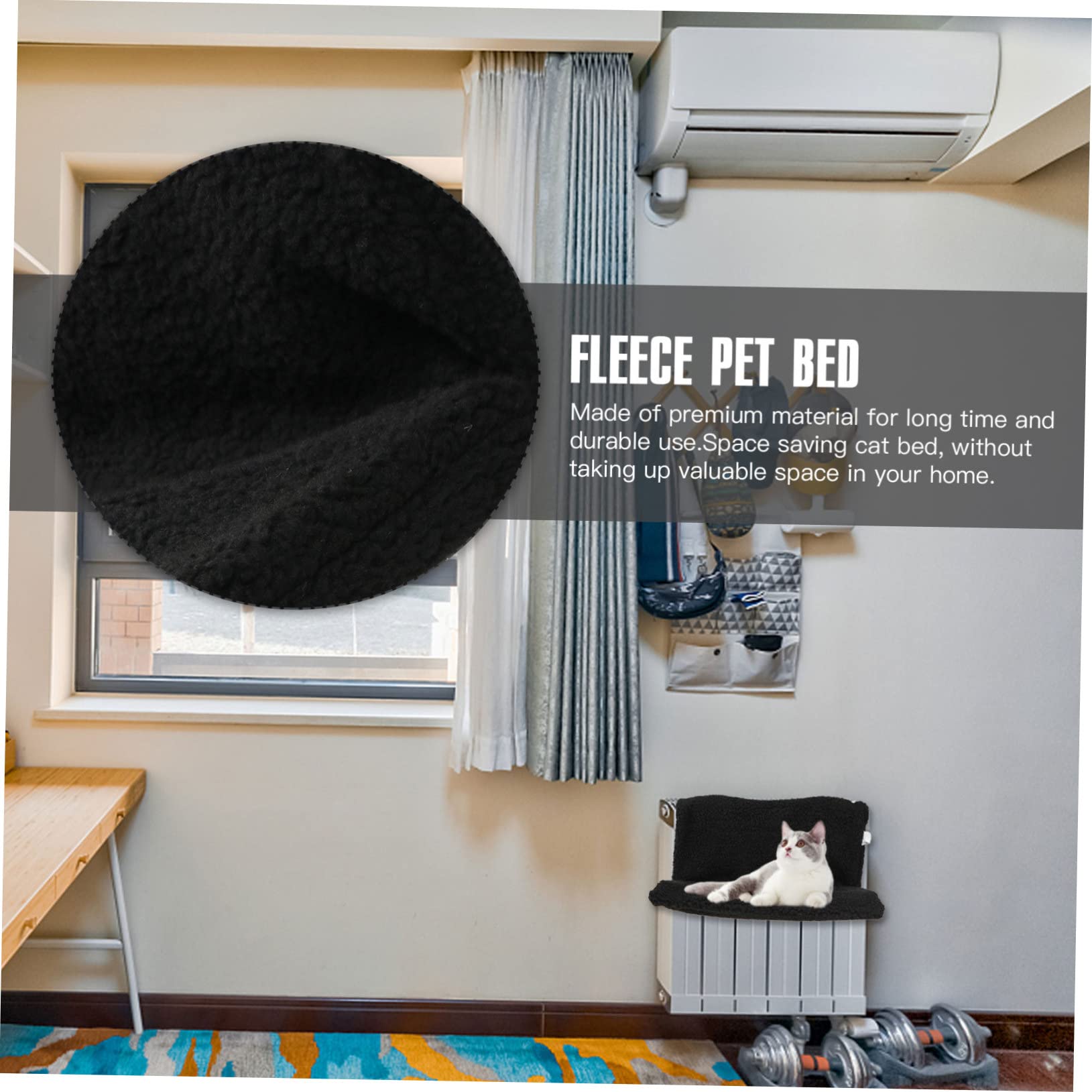 Hamac Chaud pour Chat à Fixer Radiateur Cadre en Fer, Tissu Polyester et Lin, Économie D'espace et Facile à Ranger, pour Chatons et Chats en Hiver