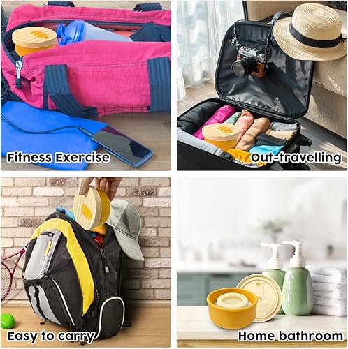 Miniatura 7 de Recipiente de jabón de viaje, estuche de jabón de viaje mejorado a prueba de fugas, estuche de viaje redondo para jabón con tapa a prueba de fugas y