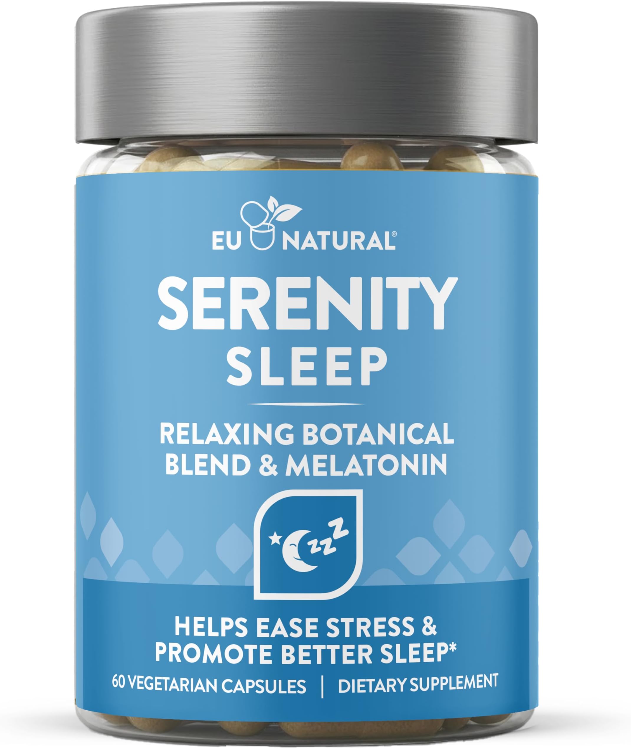 Serenity Sleep Natural Sleep Aid - Potent Blend of Magnesium, Valerian Root and Melatonin - Natural Sleep Aid - Non-Habit-Forming Way to Relax and Get a Good Night’s Sleep - 60 Vegan Soft Caps