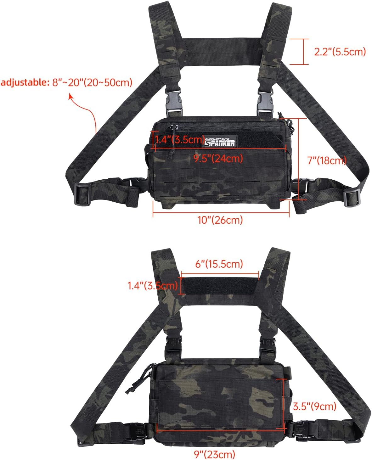EXCELLENT ELITE SPANKER Tactical Chest Rig Pack EDC Chest Bag Molle Utility Chest Pouch for Outdoor Hunting Workouts Hiking - Image 2