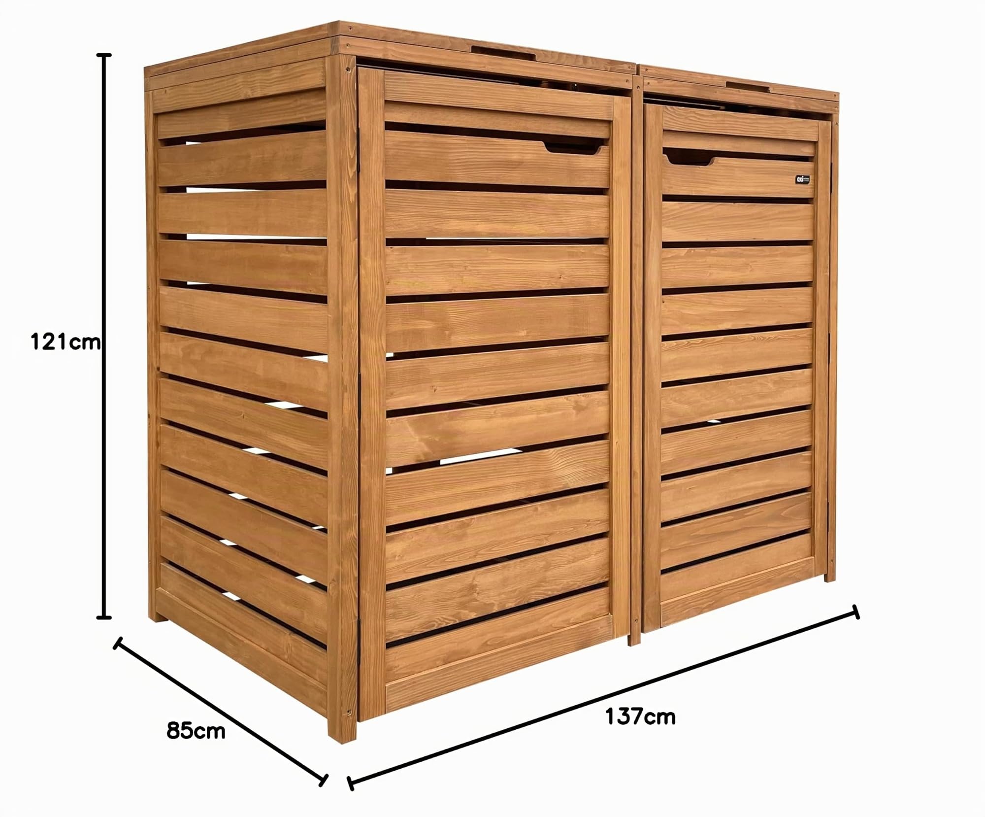AXI Lex Copribidone Spazzatura in Legno Marrone - Copri Bidone Spazzatura 2 Contenitore - Max. 240L - Copribidone Spazzatura Esterno con Eccellente Ventilazione