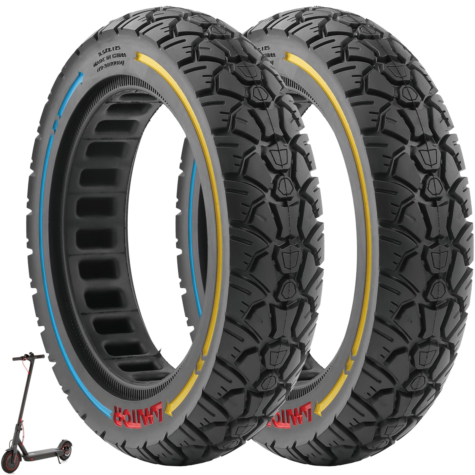 Neumáticos sólidos de goma maciza de 9,5 x 2,125 pulgadas, neumáticos sólidos de 9,5 pulgadas, se utiliza para la conversión de un scooter de 8,5 pulgadas utilizado para Xiaomi M365