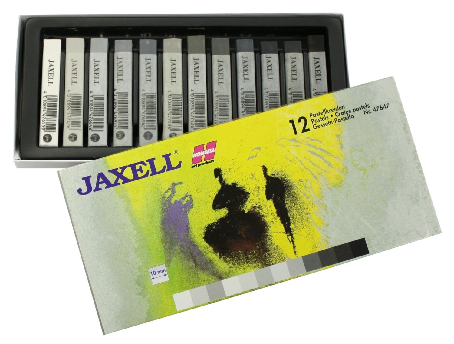 Honsell Jaxell 47647 - Gessetti a Pastello, 12 pz, Toni del Grigio