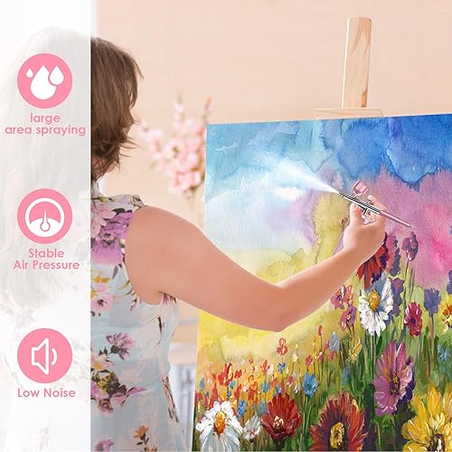 Miniatura 2 de Kit de aerógrafo, compresor de aerógrafo inalámbrico, pistola de aerógrafo de mano automática, recargable, cepillo de aire inalámbrico portátil,