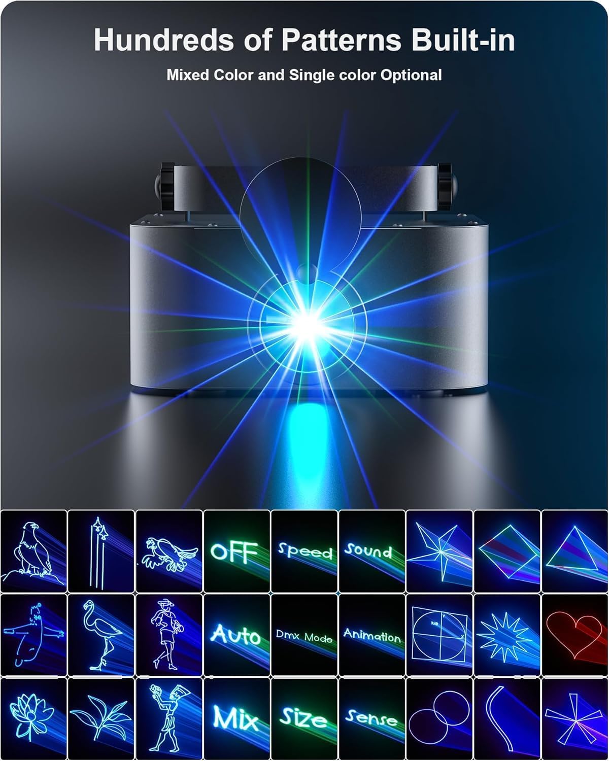 Discolight Partylicht, 4PC 3D Animation DJ Disco Licht, Partylicht mit Fernbedienung，DMX512 und Sound Controlled Beam Effects für Party Live Shows Club Halloween