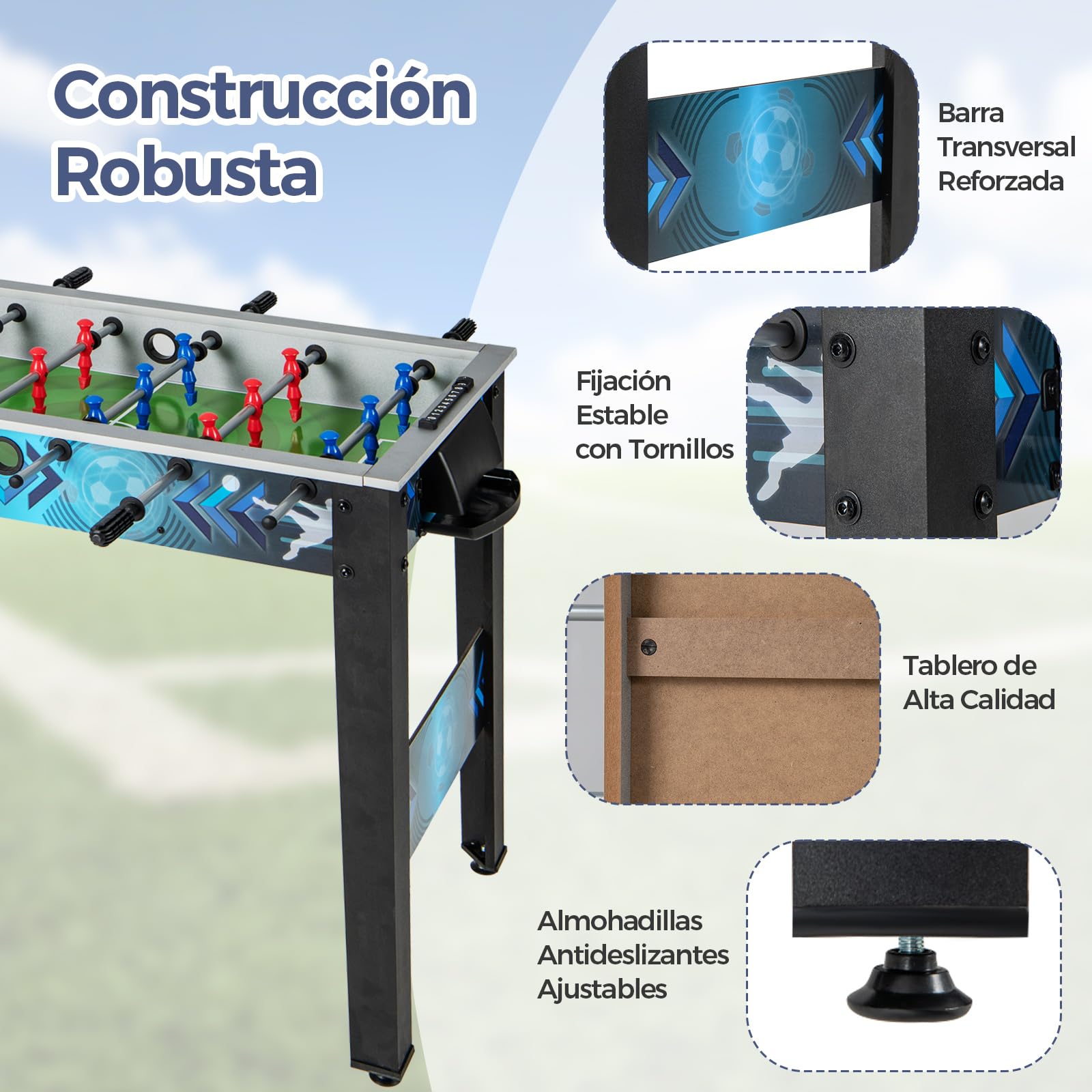 COSTWAY Futbolín de Mesa, Juego de Fútbol Estable con 2 Pelotas, Mango Suave, 18 Jugadores Realistas, Pintura Estilo Deportivo, Futbolín Versátil para Sala de Juegos, Oficina, Fiesta