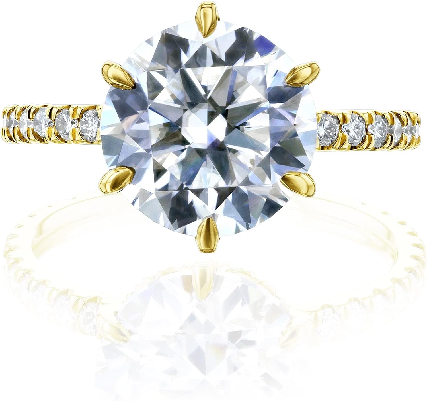 Kobelli 3.50ct.tw Round 9.5mm Moissanite Rowan Ring 14k Gold