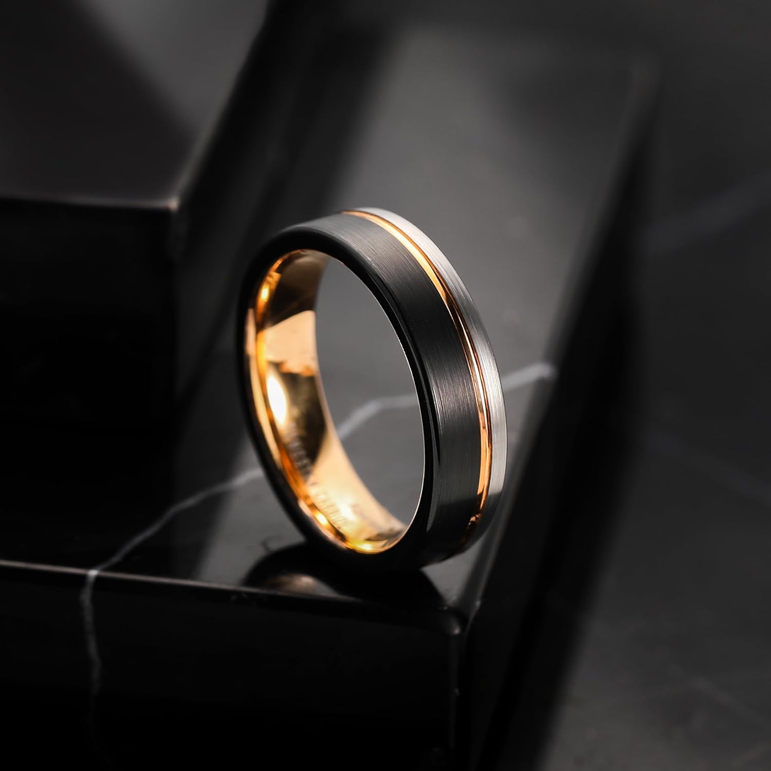 King Will Mens Tungsten Carbide Wedding Band with Groove Design, 6/7/8mm Width, Brushed/Polished Finish Men's Rings Comfort Fit