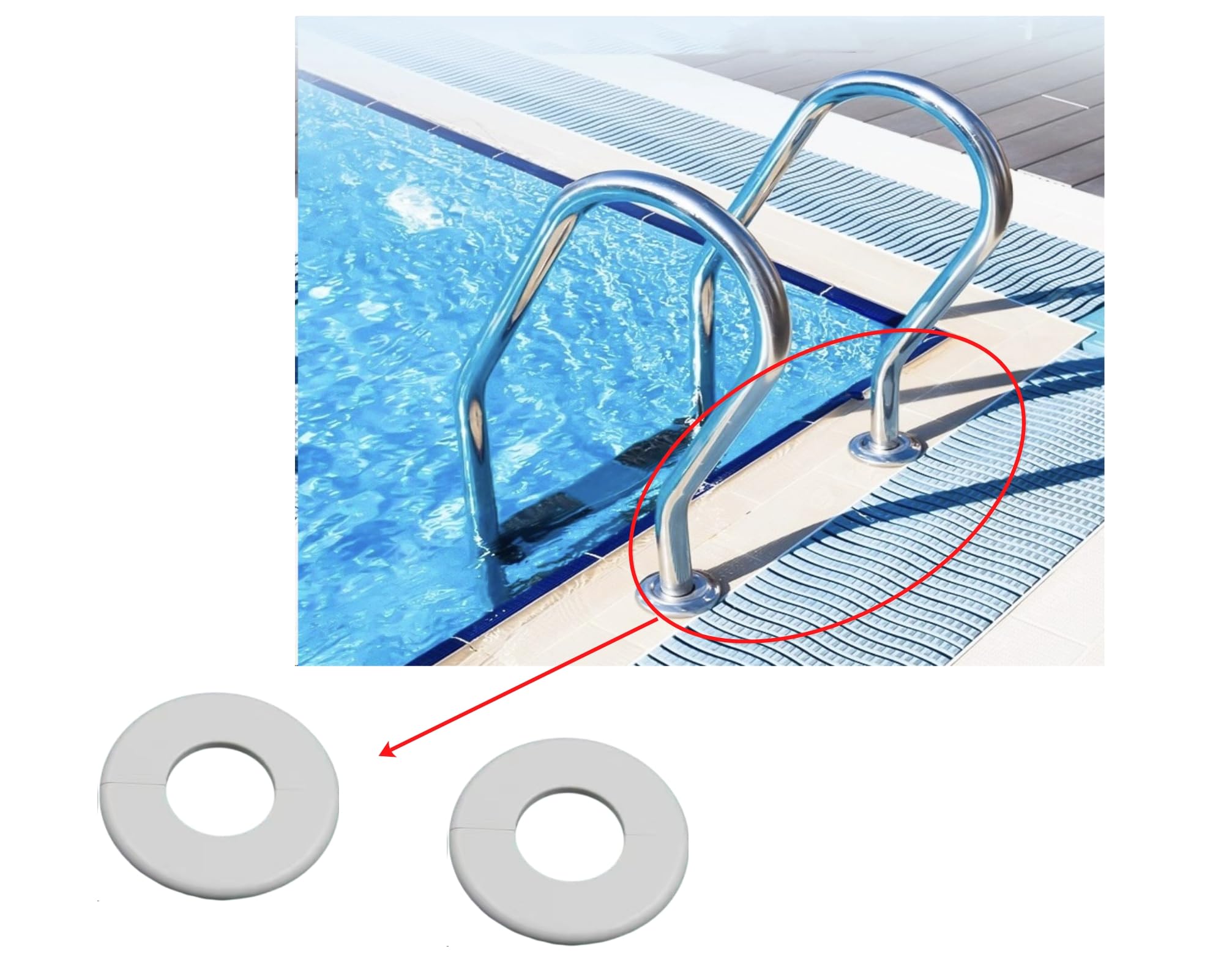Escalera de piscina y spa, cubierta decorativa de repuesto para pasamanos (2 unidades, blanco)