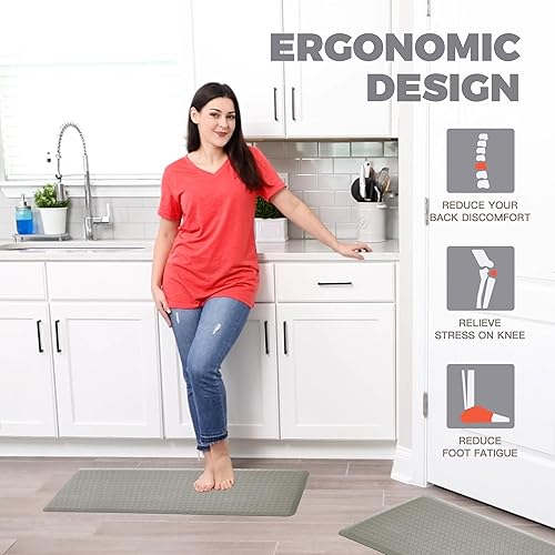 Miniatura 3 de KOKHUB Tapete de cocina, acolchado de 12 pulgada de grosor, antifatiga, impermeable, tapete de escritorio cómodo de pie, tapete de cocina