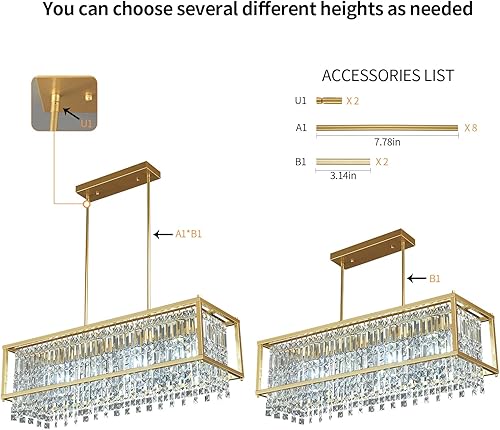 Miniatura 12 de LMQNINE Modernas lámparas colgantes negras para isla de cocina, lámpara de araña de cristal, iluminación colgante ajustable de granja para comedor