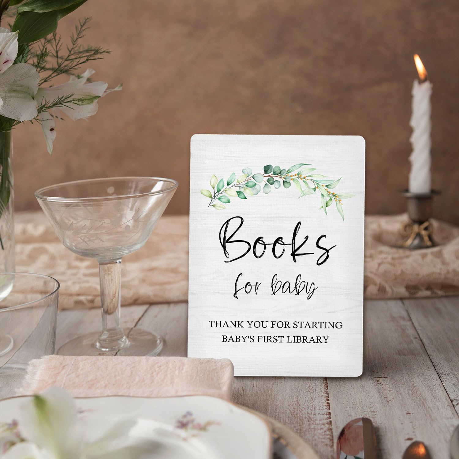Welcome Baby Shower Sign 5"X7", Books for Baby Shower Table Wooden Stand Signs, Book Themed Gifts Party Table Decorations for Boys Girls Newborn(5x7 Inch) image 4
