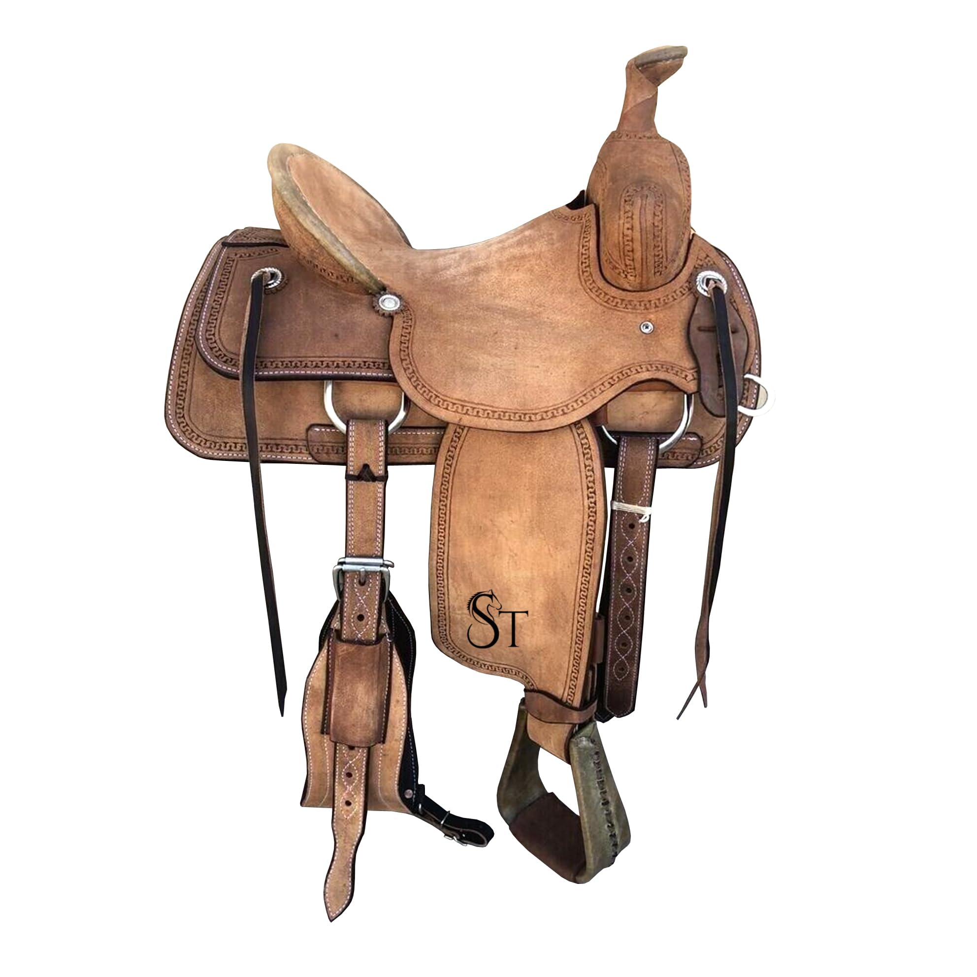 Western Leather A Fork Watbaum Seil Ranch Pferd Sattelzaum-Set Halfter und Zügel 35,6 bis 45,7 cm WLS-207