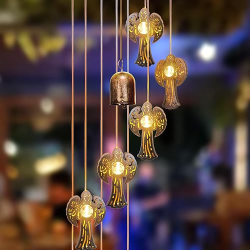 Miniatura 5 de Campanillas de viento solares para exteriores, tono profundo, corazón, LED, bola de cristal, decoración LED, campanilla de viento, elegante,