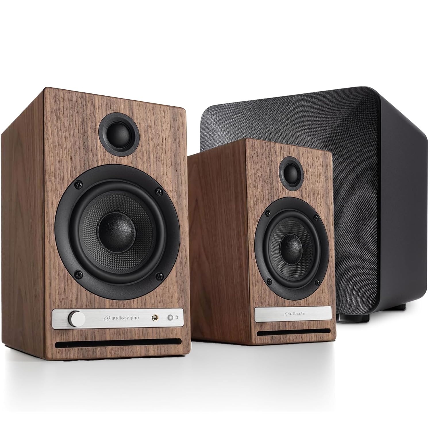 Audioengine HD4 Wireless Bluetooth Speakers and S6 Subwoofer Bundle Walnut