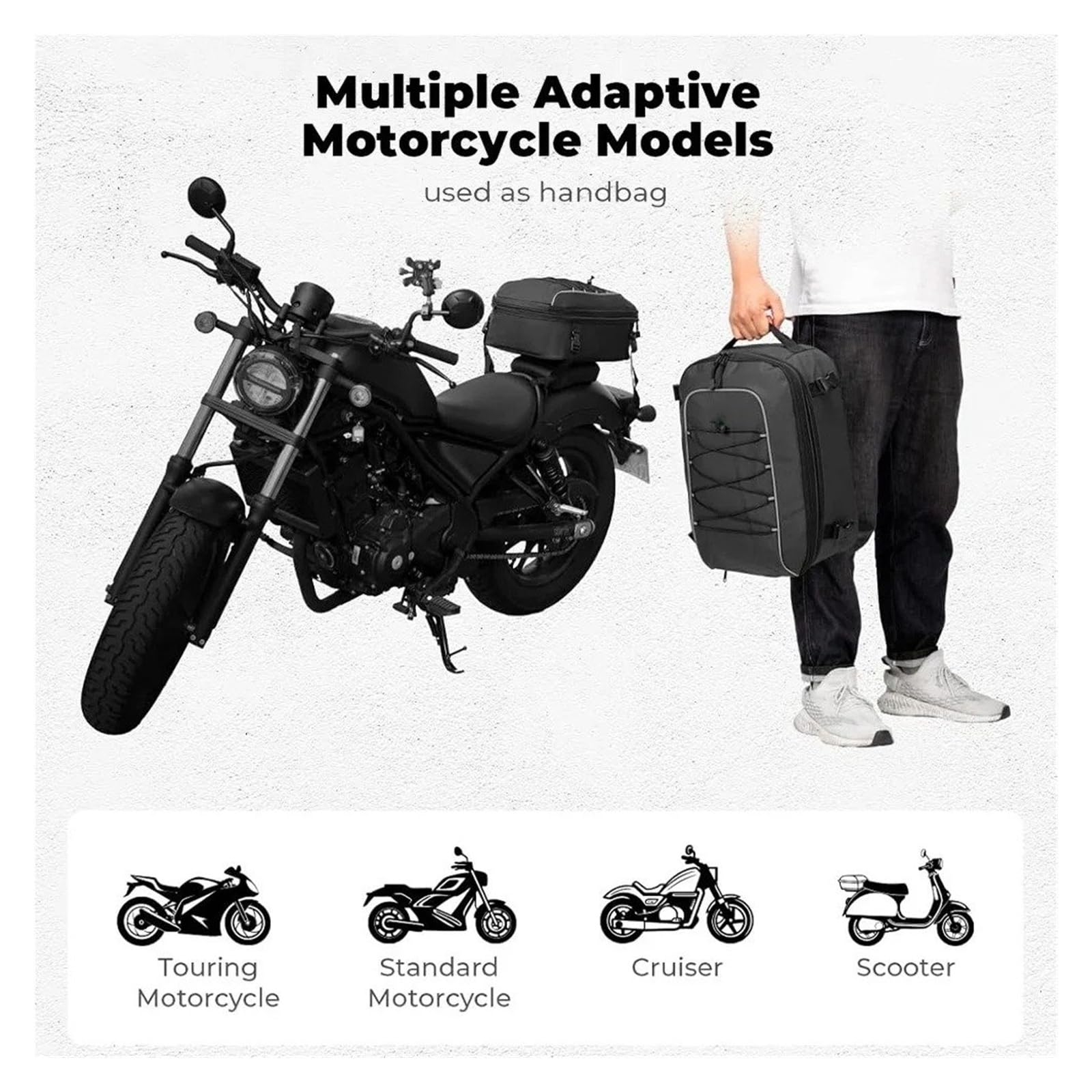 Borsa Per La Sella Della Moto Posteriore Posteriore Con Copertura Antipioggia, Borsa Per Casco Da Moto, Zaino Portaoggetti