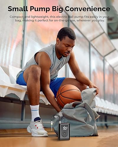 Miniatura 3 de ETENWOLF Bomba de bola P300 Plus, bomba de baloncesto eléctrica para inflar y desinflar, con batería recargable de 3200 mAh, bomba de aire para