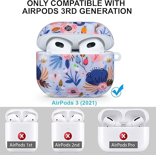 Miniatura 2 de Funda para Airpods de 3 generación (no compatible con Pro)  Wonjury Flower Funda protectora rígida para Airpods 3 a prueba de golpes para mujeres y