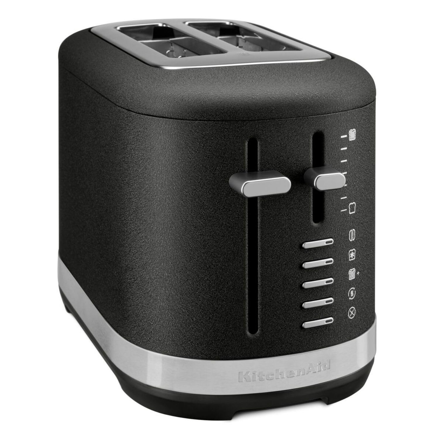 KitchenAid 2-Slice Toaster, Extra-Wide Slots for Artisan Bread & Bagels, 7 Shade Settings, Bagel, Defrost, Reheat & Little Longer Functions, Manual High-Lift Lever, All-Metal Body, Cast Iron Black