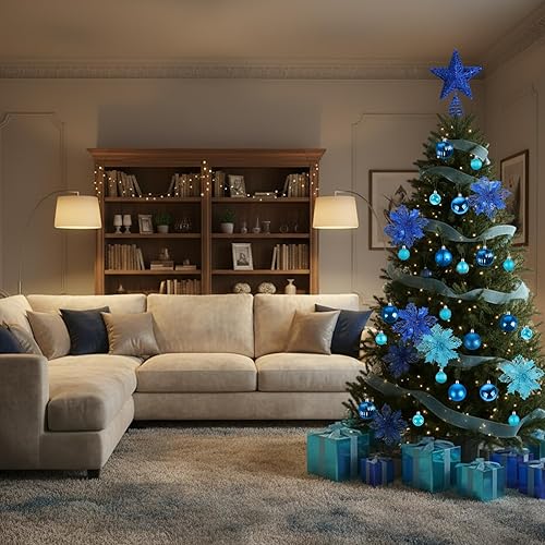 Miniatura 5 de Skylety Juego de 104 decoraciones para árbol de Navidad, adornos colgantes inastillables para árbol de Navidad, decoración de estrella para árbol de