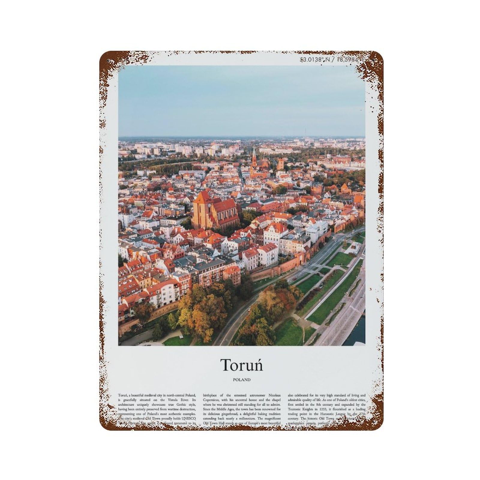 xiaoxiaoshen Toruń Poland City Scenery Wall Decor Art Metal Tin Poster Modern Home Decor Art Home Bar Shop Decorations Vintage Sign 40x30cm