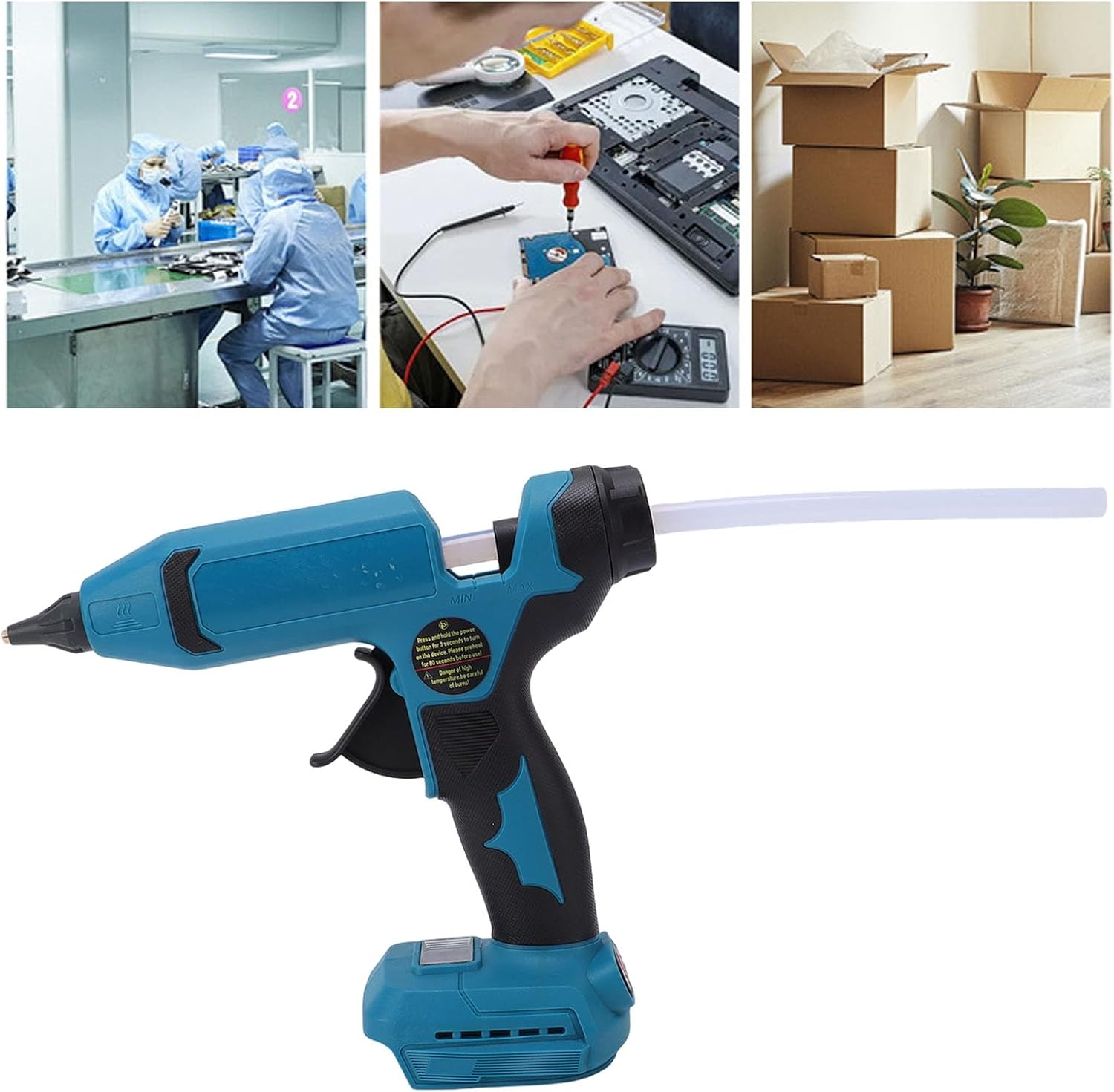 Garosa Cordless Glue, 18V Battery Powered with LED Digital Display and Adjustable Temperature 100 200 for BL1815 Crafts Repair