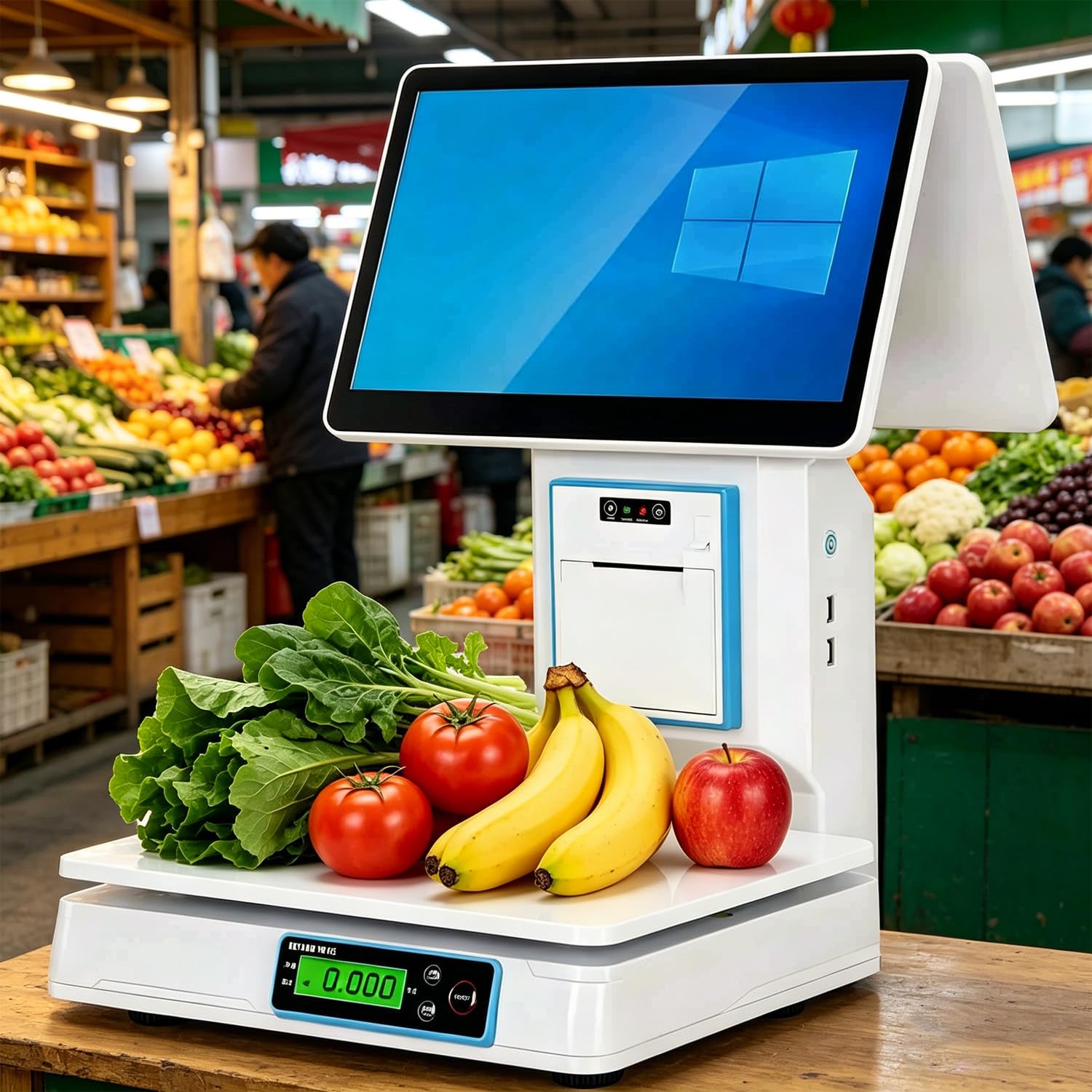 Registratore di Cassa Touch Screen da 15,6 Pollici, registratore di Cassa POS all-in-One con Touch Screen Intelligente, con cassetto Contanti, Scanner Portatile e 20 Rotoli di Carta Dualscreen