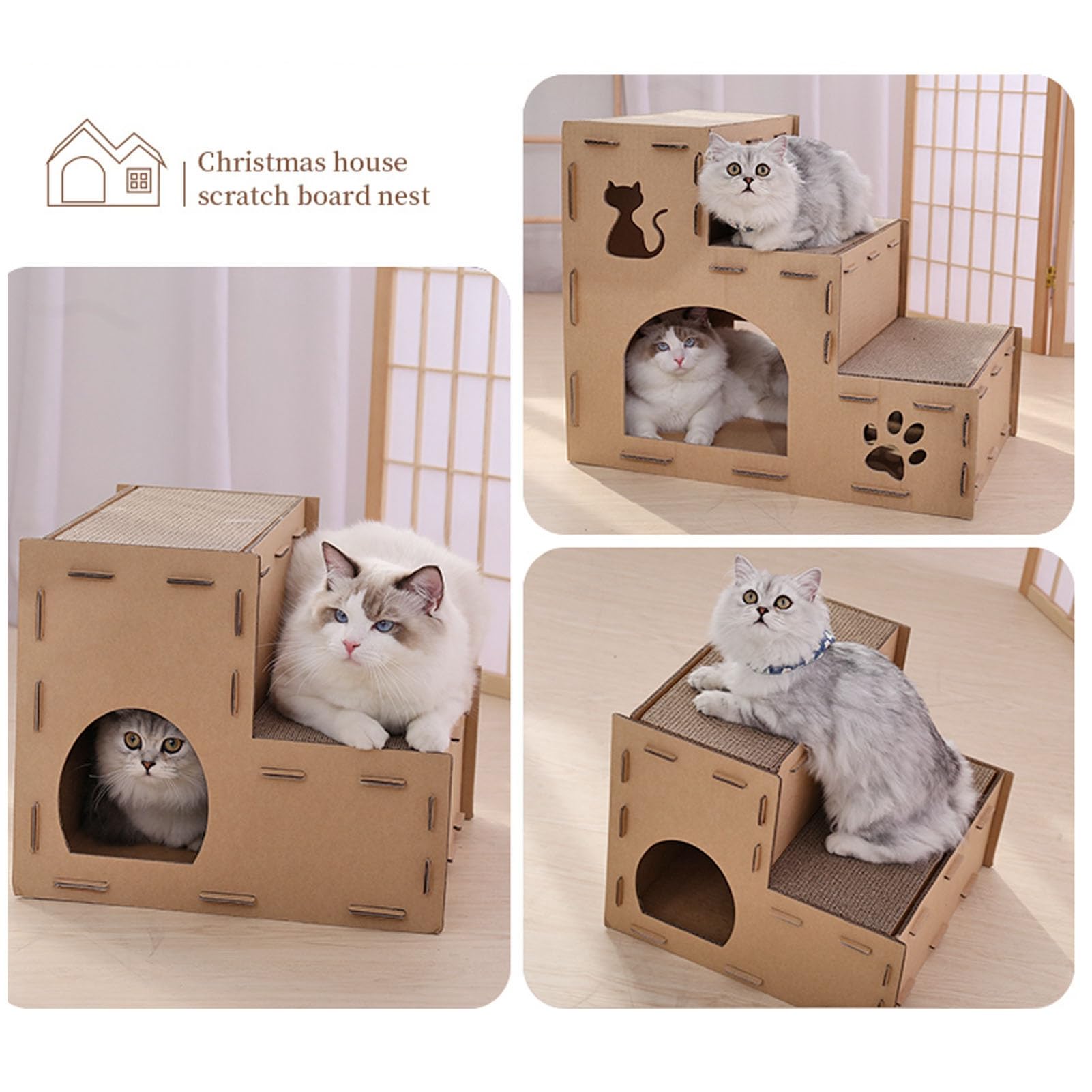 Casa per Gatti in Cartone Grande con Tiragraffi