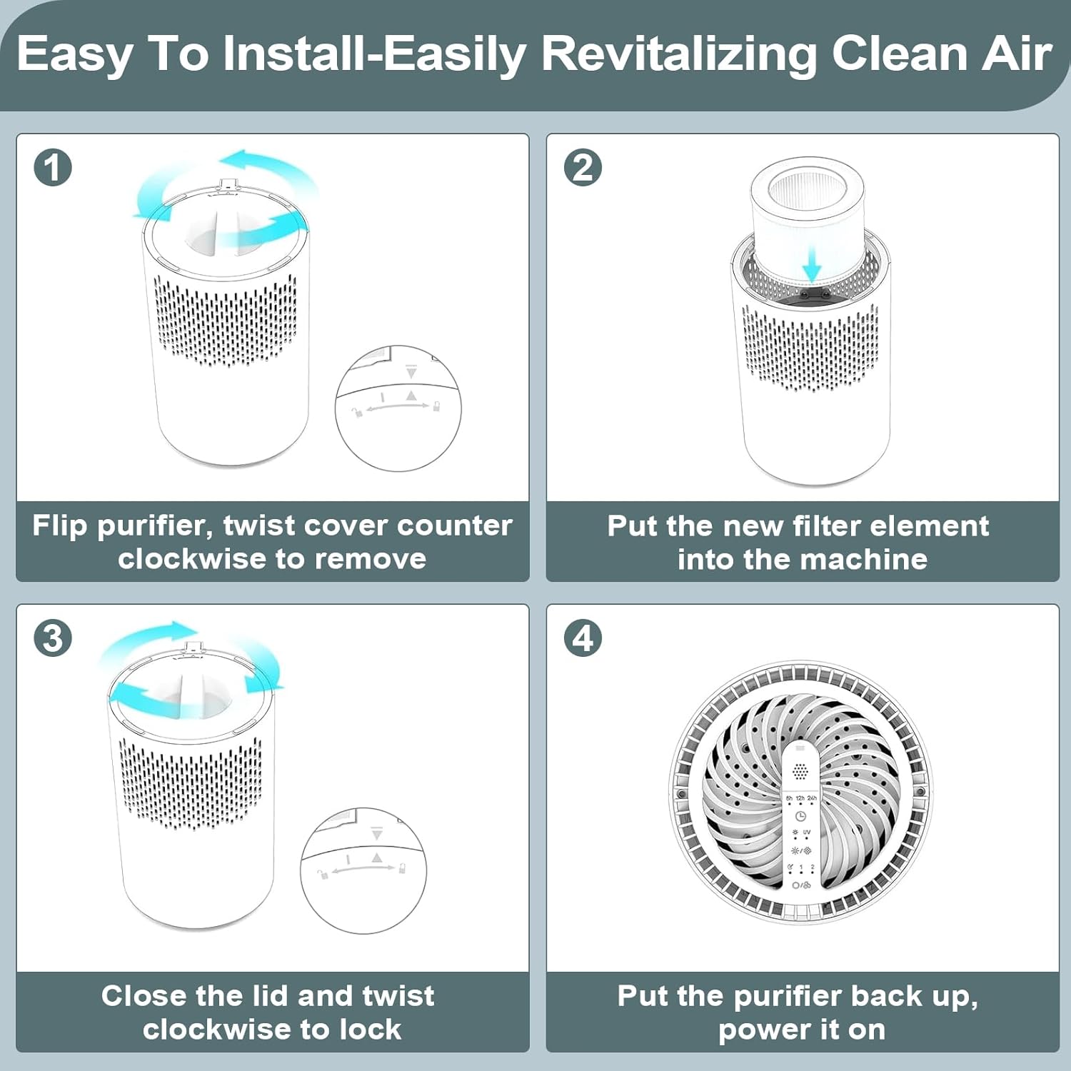 3 Pack MK01 Replacement Air Filter Compatible with Aroeve MK01 MK06 Air Puri-fier,4-in-1 True HEPA Replacement Filter, Compatible Air Puri-fier with Fre Aire KN6391, HAP601, MJ001H, DH-JH01 - Image 5