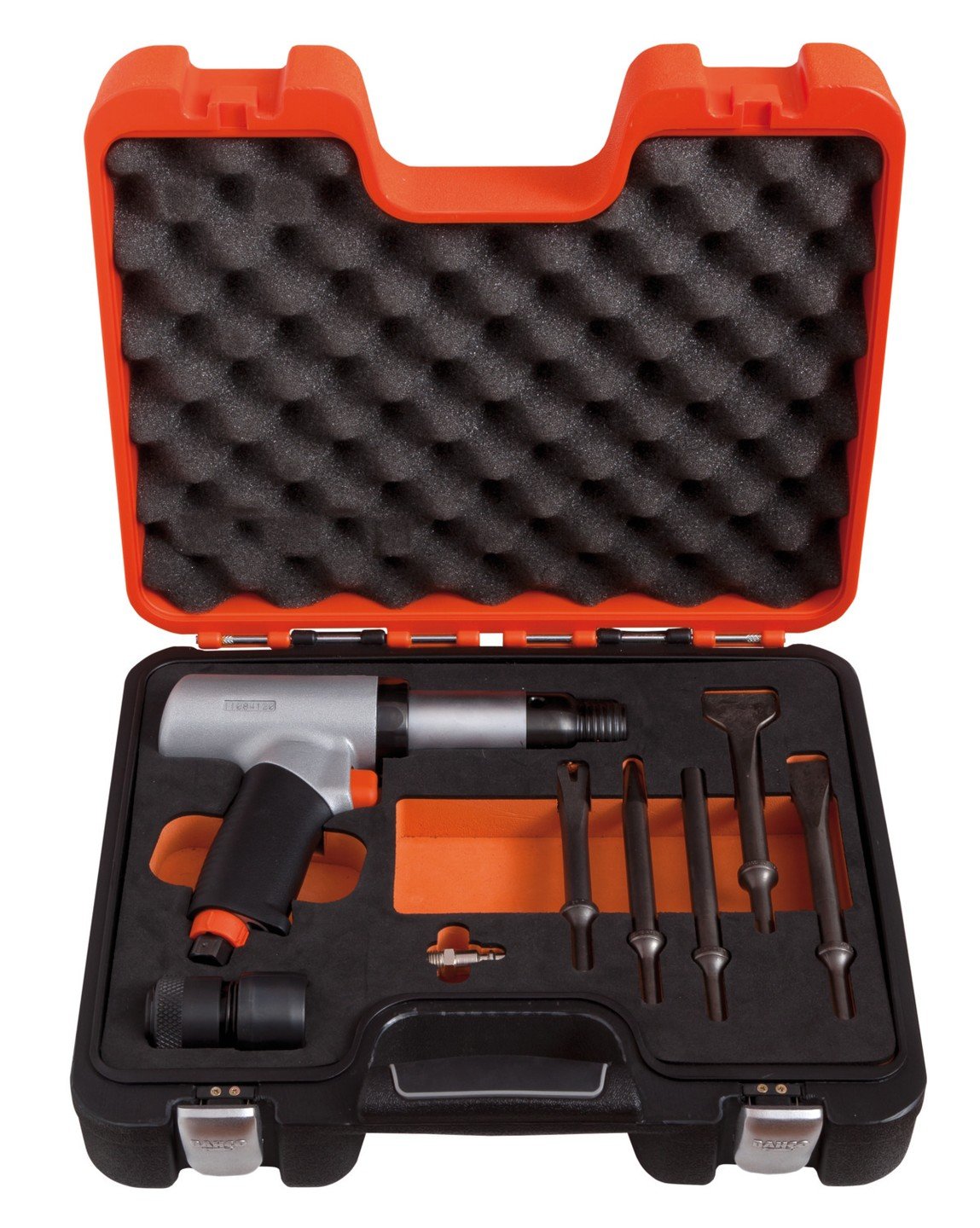 Bahco BP909K, coffret marteaux pneumatiques, régulateur de puissance, évacuation d'air