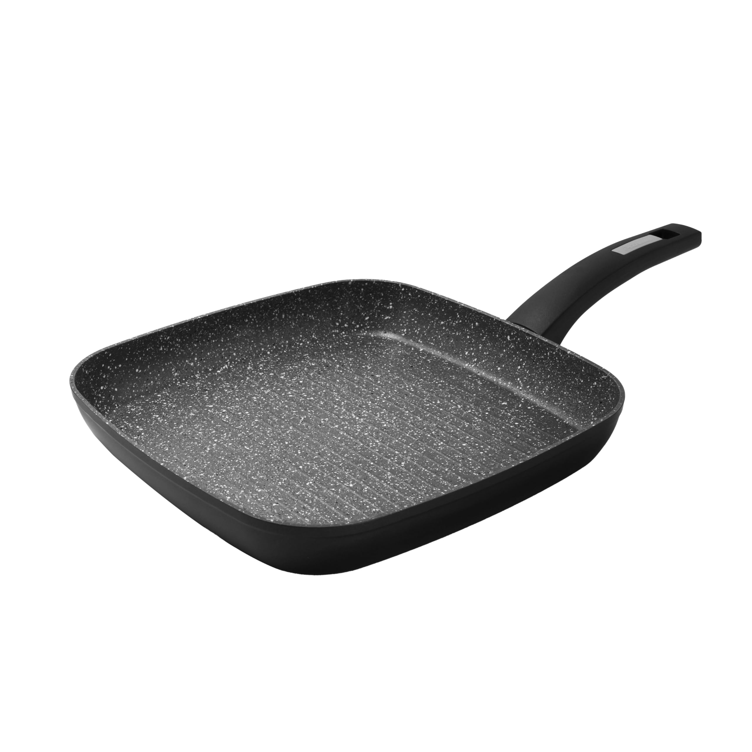 Zanetti Durapietra Black Grill Pan, Non-Stick Grill Pan, Also Suitable for Induction, 28 x 28 cm, Metallic Dark Grey