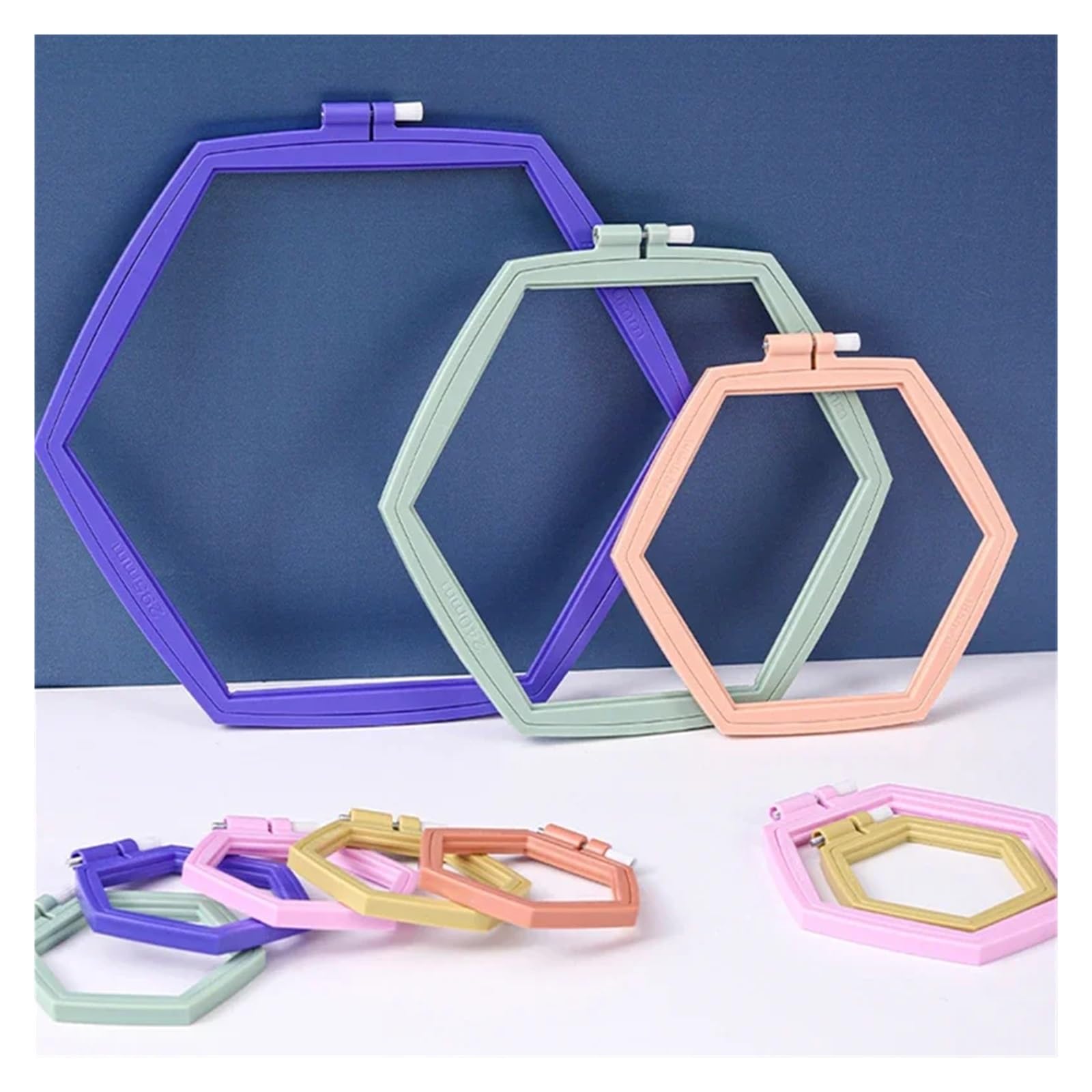 MRKU Soporte para Bastidor de Bordado DIY, Kit de Costura para Punto de Cruz, Mini Juego de 1/2 Piezas, Marco Hexagonal Ajustable de plástico, Herramienta para Bordar y Vendaje.