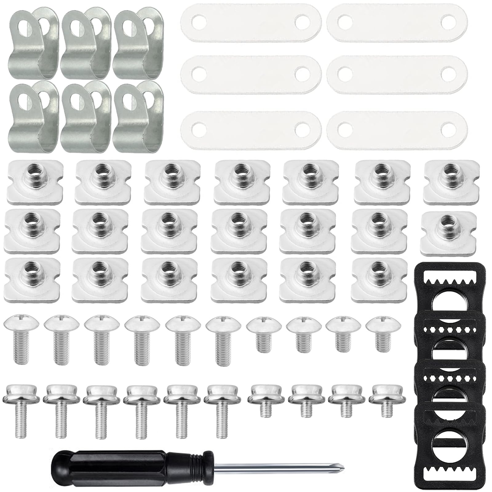 Fortunemee 36 Pcs Hockey Helmet Repair Kit, Include 6 R Shape Football Visor Clips, 6 Rubber Gaskets, 20 Screws with Nuts, 4 Chin Strap Adapter, 1