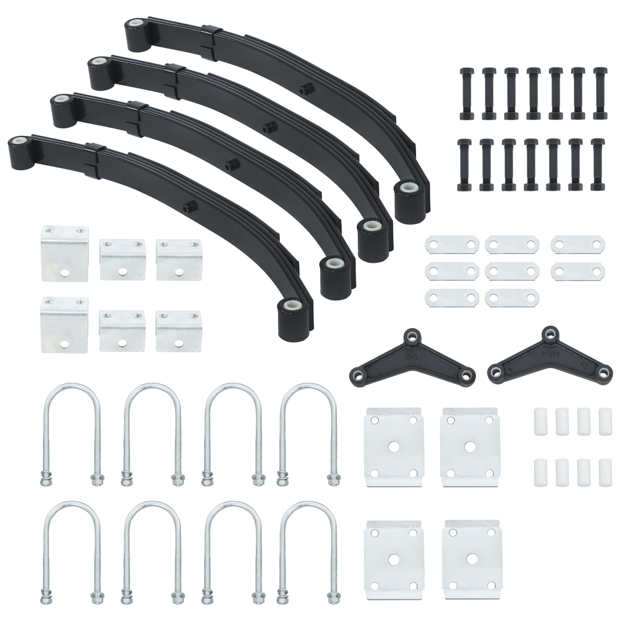Thomletha 5000lbs Tandem Trailer Axle Suspension Kit - 4 Leaves 2500lbs Trailer Double Eye Spring Equalizers Kit U-Bolt kit Hangers Kit Shackle Straps Kit