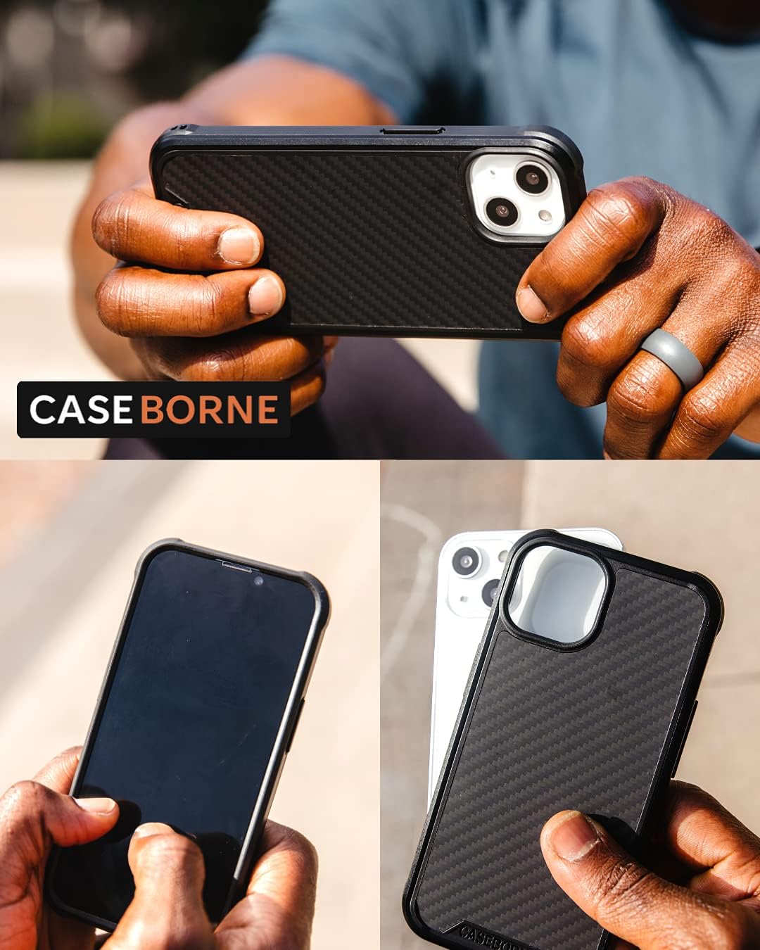 CaseBorne R Compatible with iPhone 13 / iPhone 14 Case - Shockproof Protective, Military Grade 12ft Drop Tested, Durable Aluminum Frame, Aramid Fiber - Black