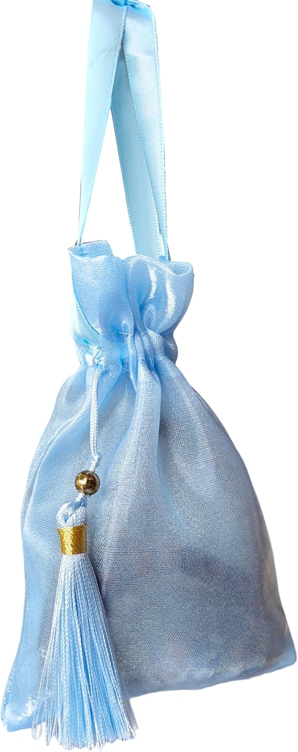 XOVAHZEN Organza Bags 10 Pcs 4x6 Inch, Drawstring Mesh Gift Pouches, Perfect for Weddings Favors, Jewelry, Candy, Bridal Shower, Party Supplies,Christmas and Creative Packaging (Light blue) image 2