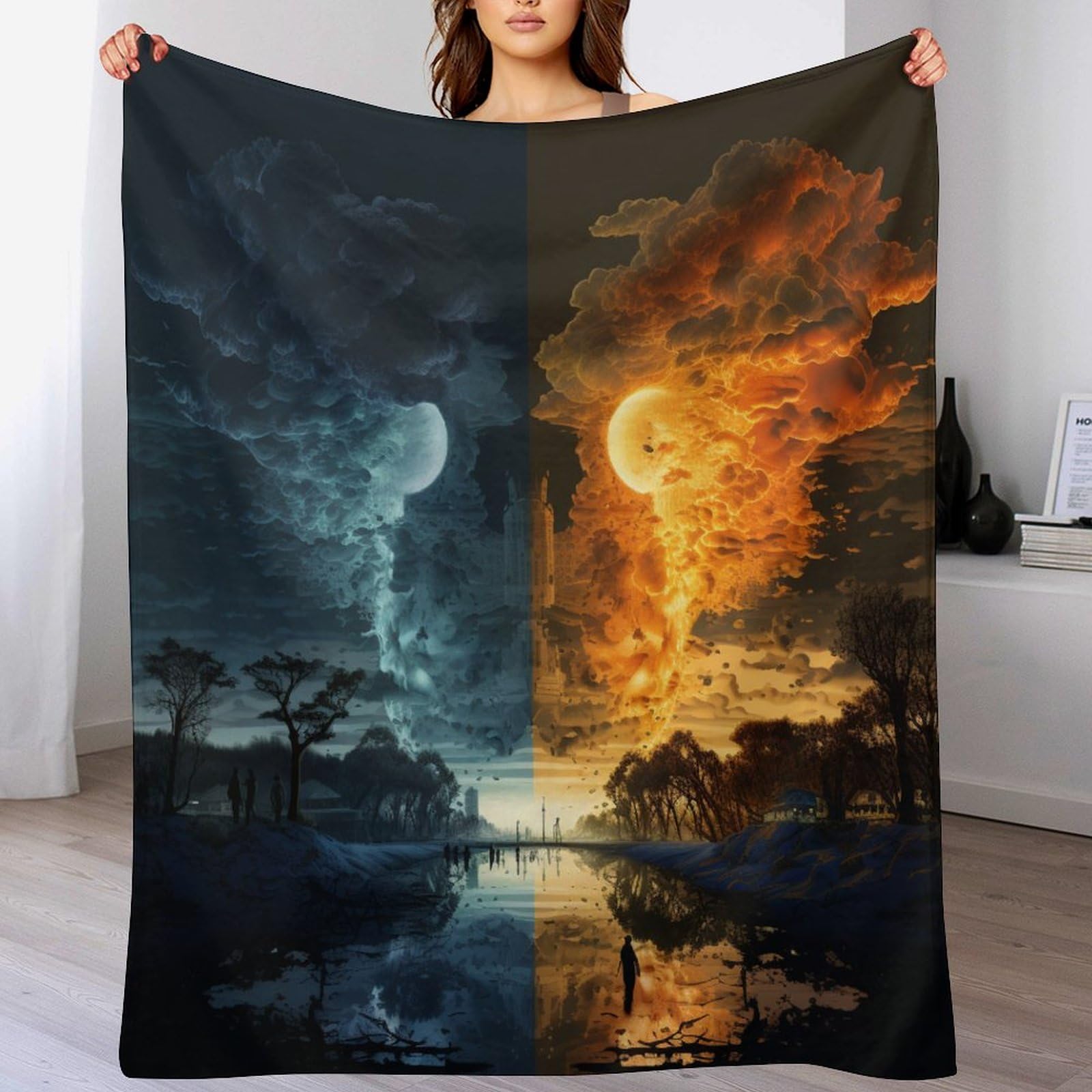 Couverture en flannel paysage fantastique 100x130cm | Plaid polaire doux